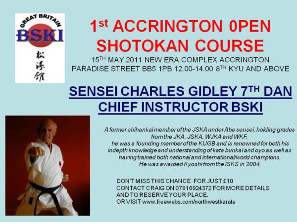 Sensei Charles Gidley open course Accrington